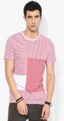 United Colors Of Benetton Red Striped Regular Round Neck T Shirt men