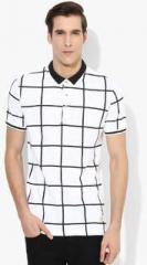 United Colors Of Benetton White Checked Slim Fit Polo T Shirt men