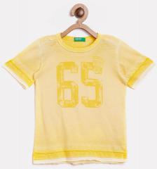 United Colors Of Benetton Yellow Printed Round Neck T Shirt boys