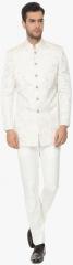 V Dot White Slim Fit Single Breasted Party Suits men