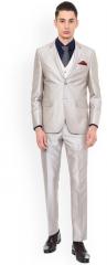 Van Heusen Grey Solid Single Breasted Formal Suit men