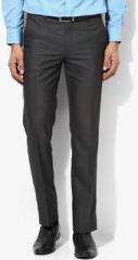 Van Heusen Grey Solid Slim Fit Formal Trousers men
