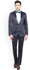 Van Heusen Navy Blue Self Design Slim Fit Formal Suit men