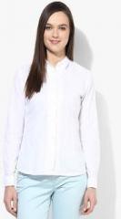 Van Heusen White Solid Shirt women
