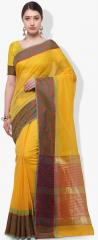 Varkala Silk Sarees Yellow Printed Saree women