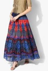 Vedic Multicoloured Flared Raw Silk Skirt women