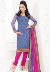 Vishal Purple Embroidered Dress Material women