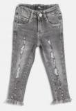 Vitamins Grey Regular Fit Mid Rise Mildly Distressed Stretchable Jeans girls