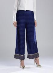 W Blue Printed Parallel Trouser women