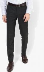 Wills Lifestyle Charcoal Grey Checked Skinny Fit Formal Trouser men