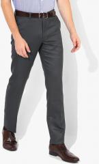Wills Lifestyle Charcoal Grey Textured Slim Fit Formal Trouser men