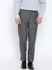Wills Lifestyle Grey Self Design Regular Fit Formal Trouser men