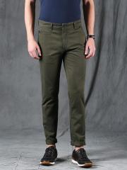WROGN Men Olive Green Slim Fit Solid Chinos
