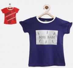 Yk Assorted Printed Regular Fit Polo T shirt girls