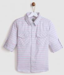 Yk Blue & Pink Regular Fit Striped Casual Shirt boys
