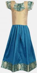 Yk Blue Solid Casual Dress girls