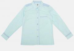 YK Boys Blue & Fluorescent Green Regular Fit Striped Casual Shirt
