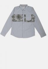 YK Boys Grey Regular Fit Printed Casual Shirt with Ultra Fresh Protection