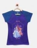Yk Disney Blue Solid Regular Fit Polo T shirt girls