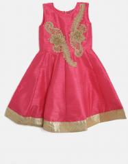 YK Girls Pink Applique Fit & Flare Dress