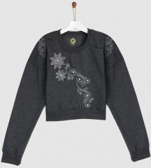 Yk Grey Embroidered Sweatshirt girls