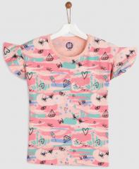 Yk Multicoloured Printed Round Neck T Shirt girls
