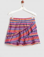 Yk Multicoloured Printed Ruffled A Line Skirt girls
