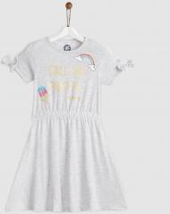 Yk Off White Printed Fit And Flare Dress girls
