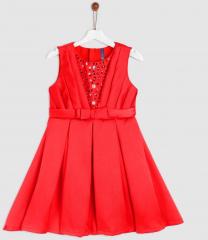 Yk Red Embellished Fit and Flare Dress women