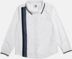 Yk White Regular Fit Solid Casual Shirt boys