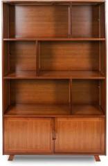Ada Handicraft Multi Functional Bamboo Book Shelf Display Organizer Rack Showpiece Cabinet Rack Engineered Wood Semi Open Book Shelf