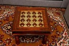 Advika Handicraft Antique Brass Bakhra Design Sheesham Solid Wood With Glass Top Table | Coffee Table | Garden and Outdoor Table |Decorative| Living Room|Natural Brown Solid Wood Coffee Table