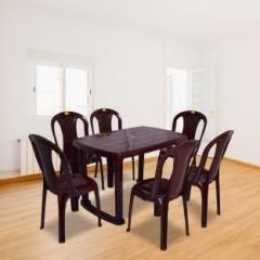 Arlavya Strong and Durable 6 Seater Dining Table Set for Home Garden Cafeteria Plastic 6 Seater Dining Set