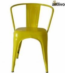 Artlivo Yellow French Style Bistro Arm Chair Metal Living Room Chair
