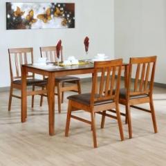 @home By Nilkamal Leaf Solid Wood 4 Seater Dining Set