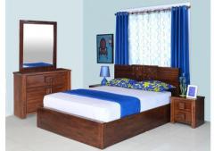 @home Monalisa Queen Size Bedroom Set in Walnut & Caramel Colour