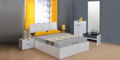 @home Scoop High Gloss Queen Bedroom Set in White Colour