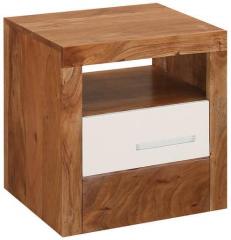 @home Thor Bed Side Table in Oak & White Colour