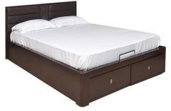 @home Triumph King Bed with Storage in Dark Brown Colour