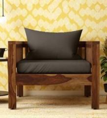 Brightwood Solid Wood Sheesham Wood 1 Seater Sofa For Living, Guest, Waiting Room/ Office | Fabric 1 Seater Sofa