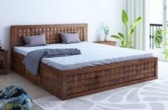 Brightwood Solid Wood Sheesham Wood King Size Double Bed For Living Room, Bedroom Solid Wood King Drawer Bed