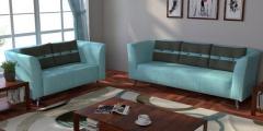 CasaCraft Adelia Sofa Set in Celeste Blue Colour with Throw Cushions