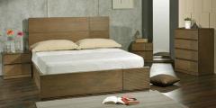 CasaCraft Adriano Queen Size Bed with Box Storage in Belgian Oak Finish