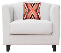 CasaCraft Florianopolis Single Seater Sofa with Throw Pillows in Vanilla Colour
