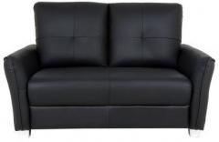 CasaCraft Lenora Half Leather Two Seater Sofa in Black Colour