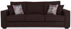 CasaCraft Oritz Three Seater Sofa with Throw Cushions in Chestnut Brown Colour