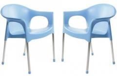Cello Metallo Cafeteria Chair Set of Two in Blue colour