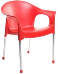 Cello Metallo Cafeteria Chair Set of Two in Red Colour