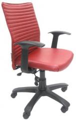 ChromeCraft Leatherette Medium Back Ergonomic Chair in Red Colour