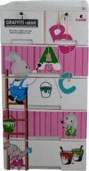 Classic Furniture Drawer Wardrobe| Cabinet For Kids Graffiti Rabbit ABC Plastic 6 Door Wardrobe